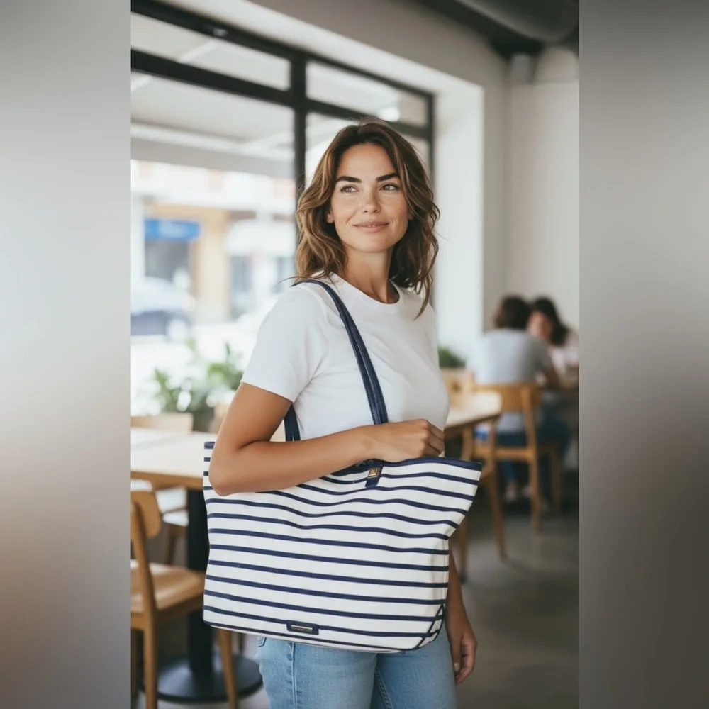 Rebecca Minkoff  Summer Canvas Navy Blue Bag